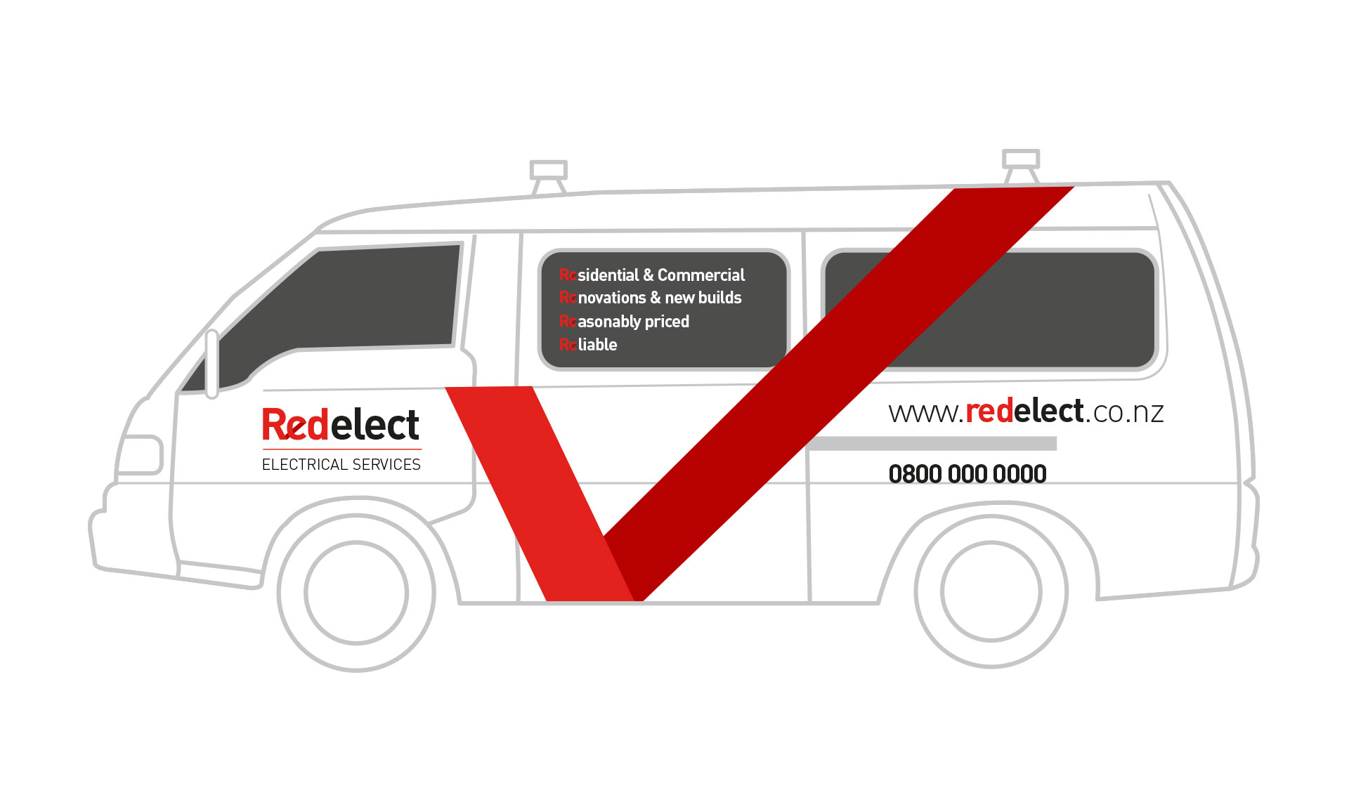 Red Elect Van Graphics